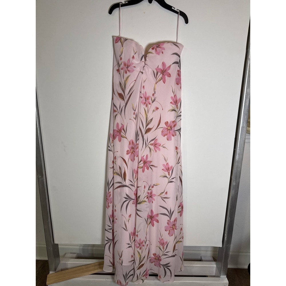 Parker Pink Floral Strapless Maxi Dress Sweetheart Lily Print Gown Size 6